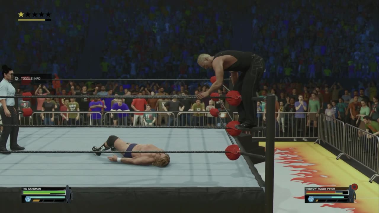 wwe 2 The Sandman VS Rowdy Roddy Piper