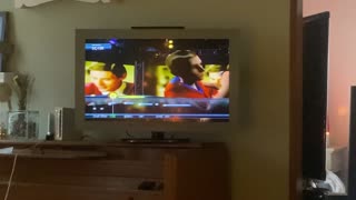 Marti and I singing Karaoke Revolution on Wii
