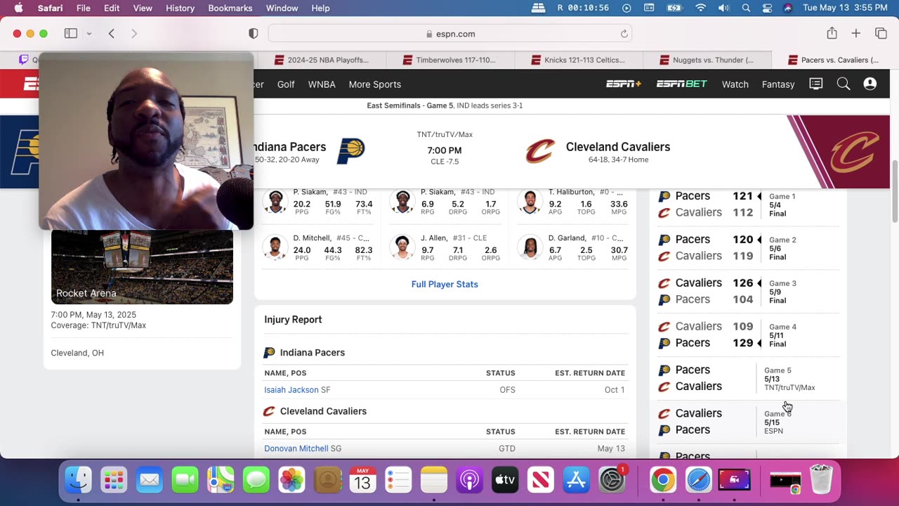 NBA playoff rd 2 game 5 picks Pacers vs Cavs Nuggets vs OKC rant