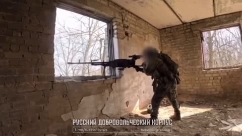 Soldier in Free Russian Army Firing Large-Caliber 12.7x108mm Soviet Heavy Machine Gun