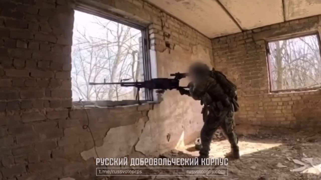 Soldier in Free Russian Army Firing Large-Caliber 12.7x108mm Soviet Heavy Machine Gun