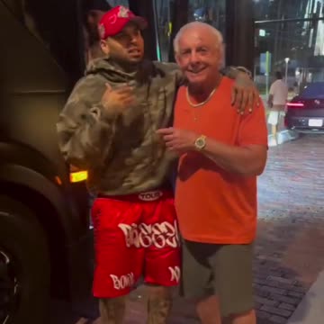 RIC FLAIR The Nature Boy WOOOOO! greets CHRIS BROWN @ricflairnatureboy @chrisbrownofficial!