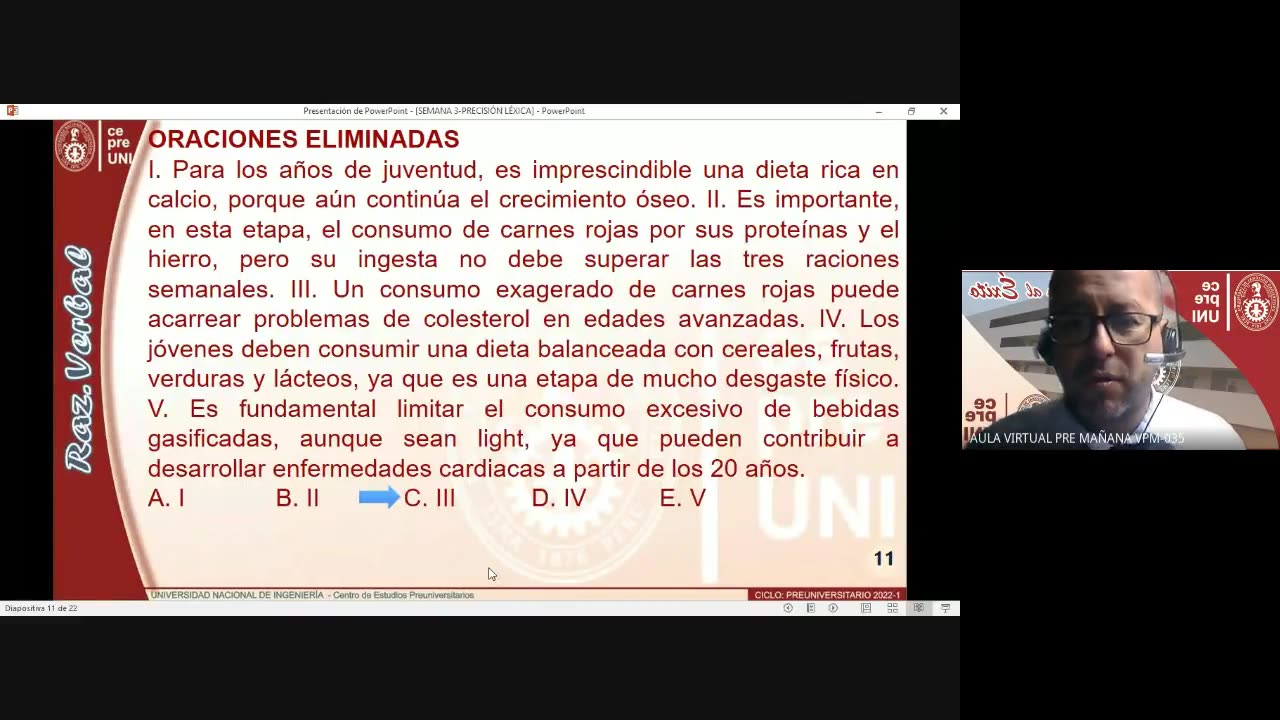 CEPRE UNI 2022 - 1 | Semana 03 | Raz. Verbal