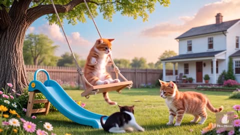 Mama Cat Trims Fur on the Farm and Makes Tiger Hat For Kittens At Home🐾🎩🐯