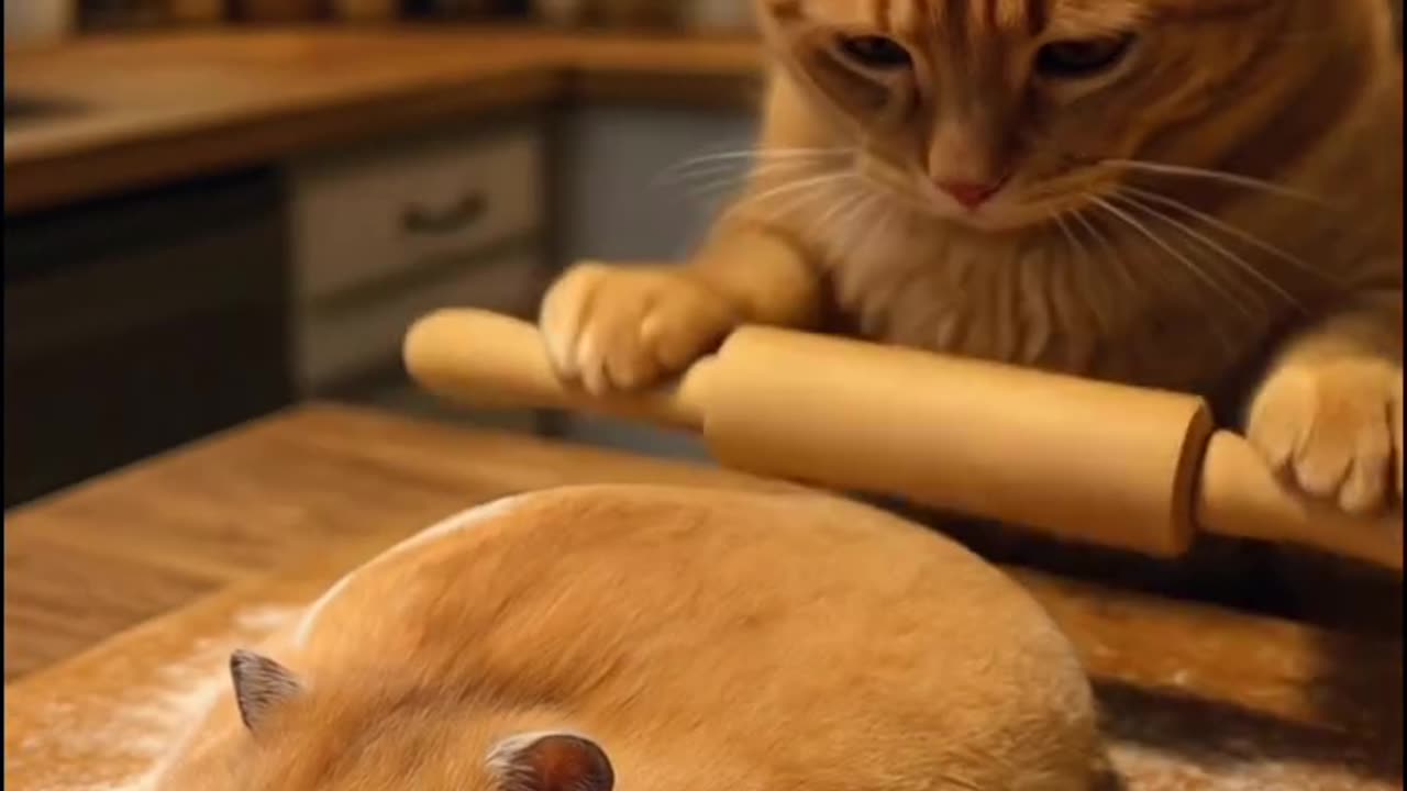 The cat is doing a massage