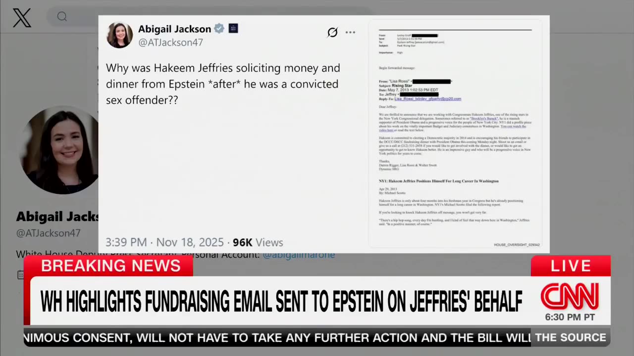 Hakeem Jeffries solicited money from Jeffrey Epstein AFTER he was a convicted child sex offender.