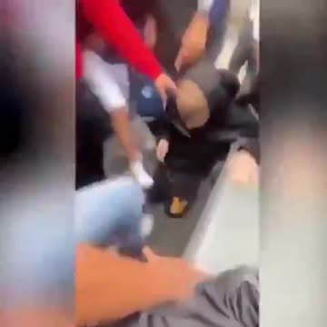 Blonde native forced to kiss the feet of non-White invaders