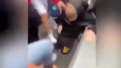 Blonde native forced to kiss the feet of non-White invaders