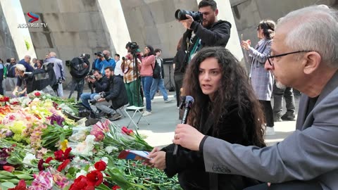 Assyrians visiting the Tsitsernakaberd Genocide Memorial in Armenia