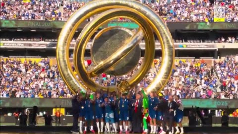 President Trump was FRONT AND CENTER just now after Chelsea won the FIFA Club World Cup.