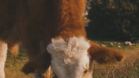 Cow eating grass