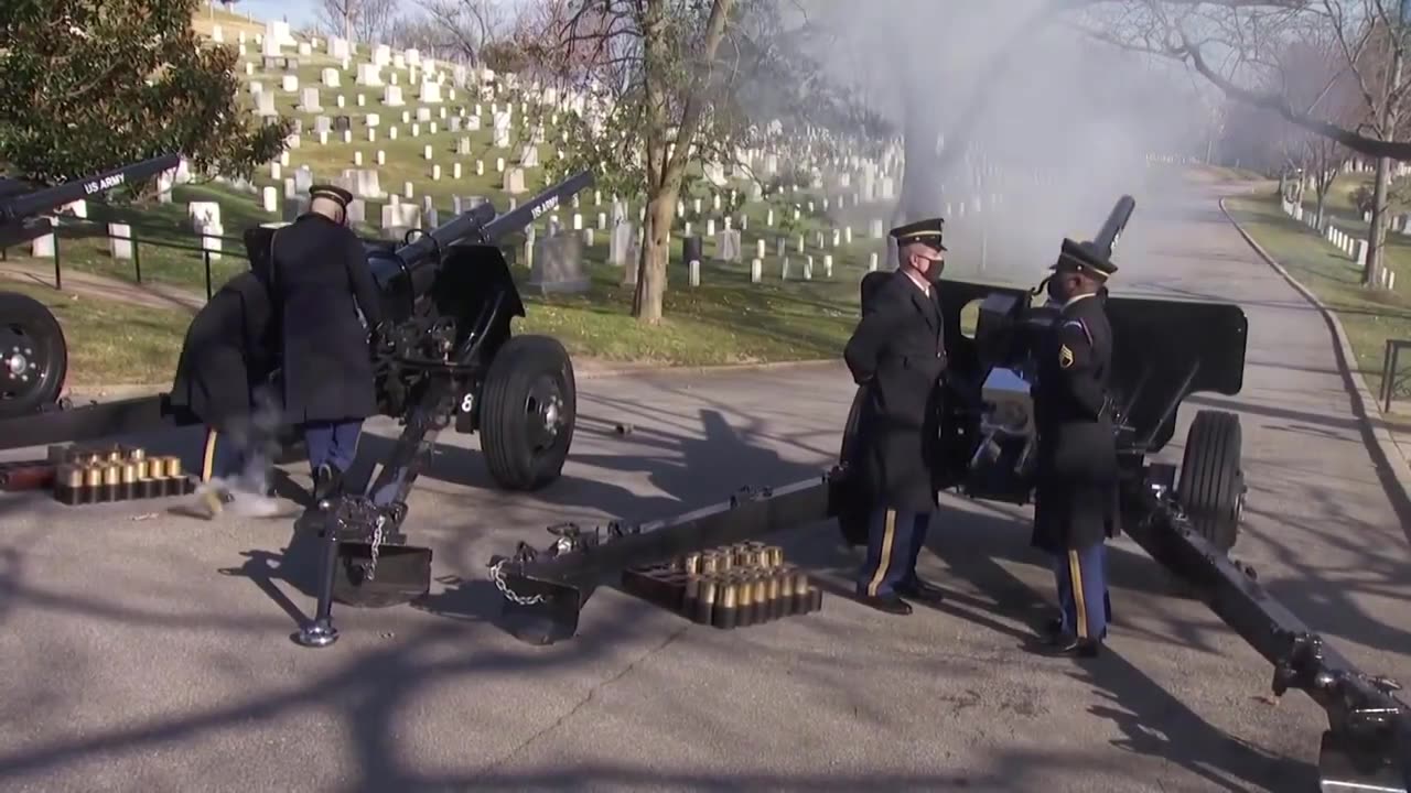 21-gun salute held at Arlington National Cemetery ahead of President Biden and VP Harris visit