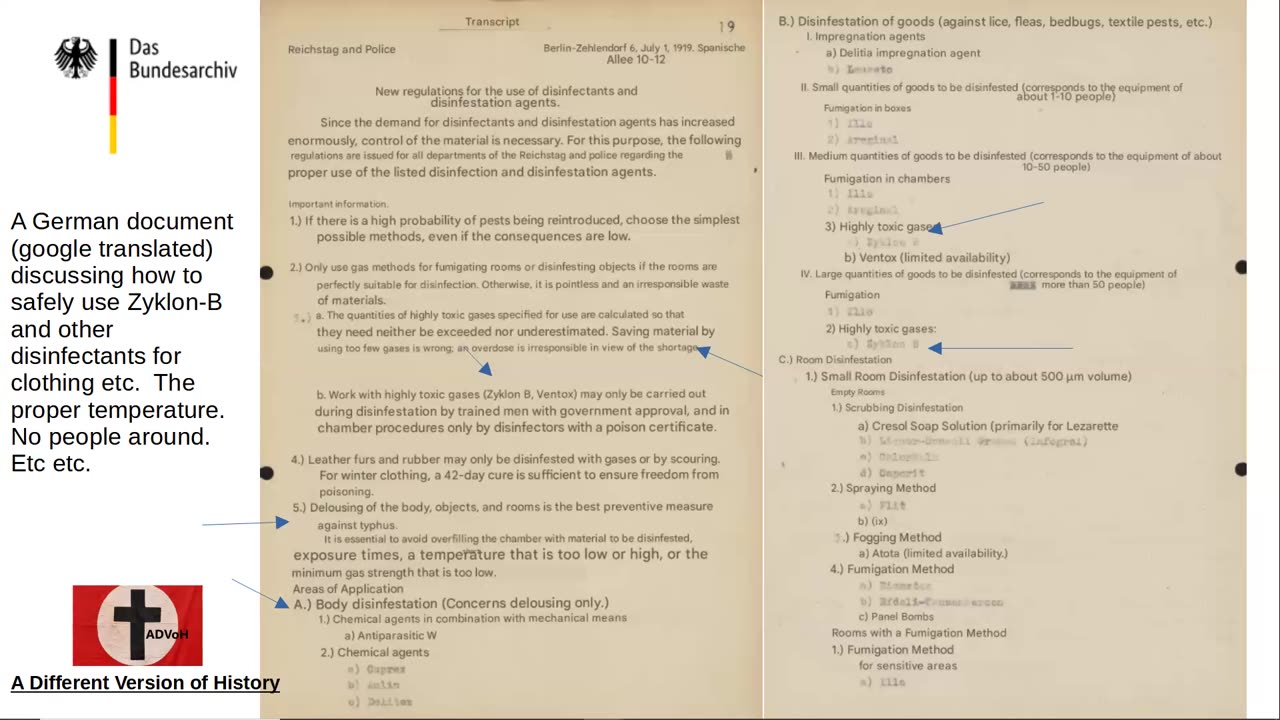 1944 German Memo Regarding the Safety and Proper Use of Zyklon B - English