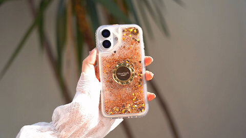 Moving Liquid Holographic Sparkle Glitter Case with Kickstand, Bling Diamond Ring.