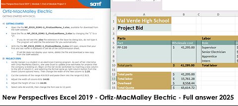 New Perspectives Excel 2019 | Module 1: End of Module Project 2 | Ortiz-MacMalley Electric (2025)
