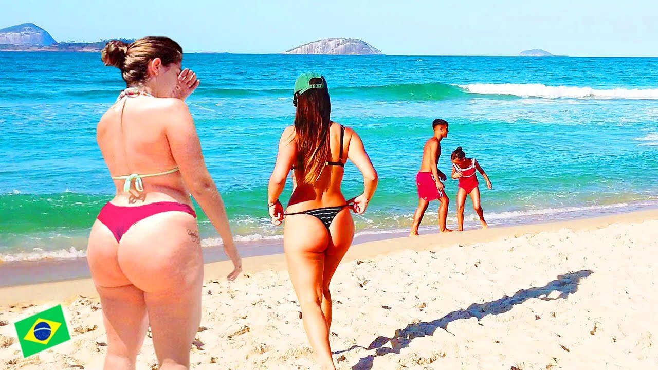🍒 🇧🇷 4K Praia do Leblon Incrível em dia de Sol Perfeito
