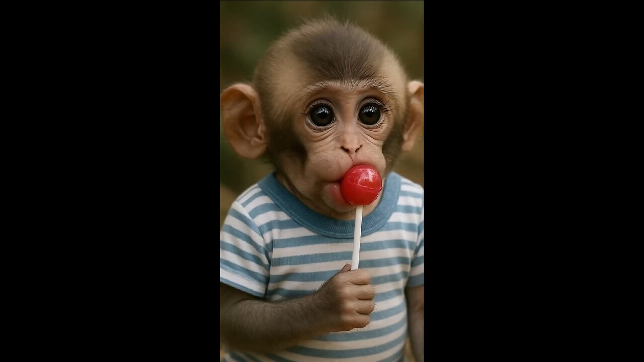 “Happy Baby Monkey Enjoying Candy 🍬🐵 Pure Joy!”