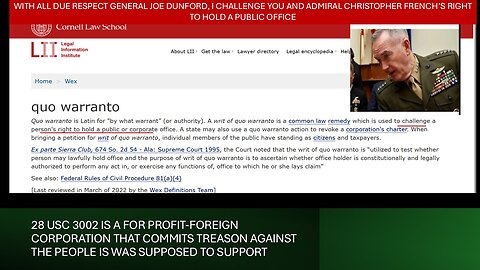 WE HAVE BEEN PLAYED BY THE UNITED STATES INC AND DOD FOREIGN PEDO CORP - SOLUTION - QUO WARRANTO