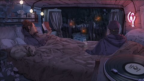 lofi beats | rain falling in forest car at night 🌧️🚗 | relax/sleep/study