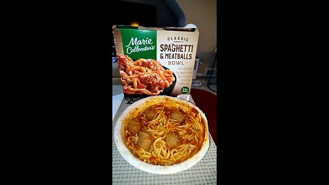 Eating Marie Callender's Classic Spaghetti & Meatballs Bowl Dbn, MI, 6/23/25