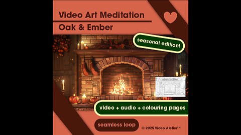 Video Art Meditation Relaxation Stress-Relief "Oak And Ember" Fireplace Harvest Thanksgiving Castle