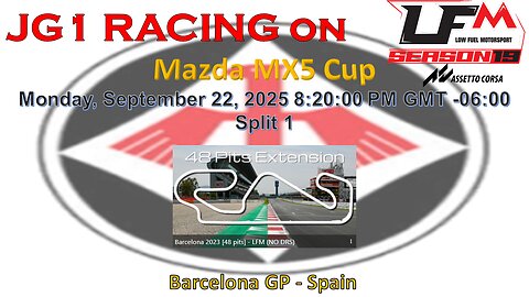 JG1 RACING on LFM - Mazda MX5 Cup - Barcelona - Spain - Split 1