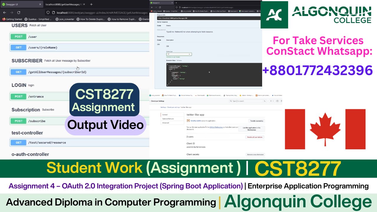 Client Work (Assignment) |CST8277 OAuth 2.0 Integration with Spring Boot| Algonquin College