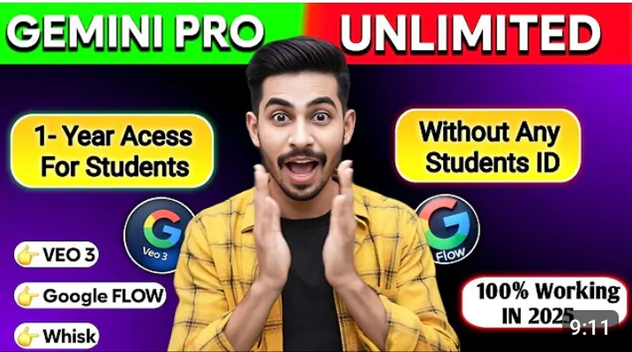 Get gemini pro One year FREE unlocked veo 3