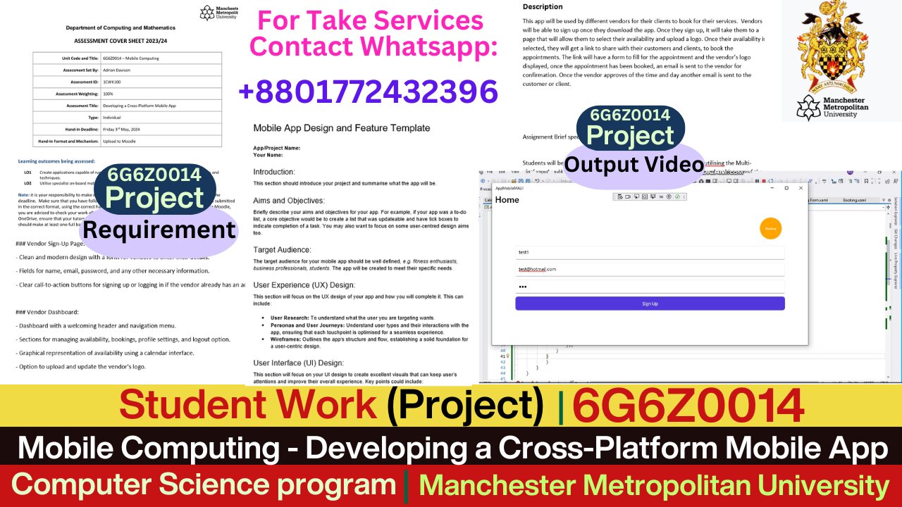 Client Work (Project) | 6G6Z0014 Developing a Cross-Platform mobile App | MMU Manchester UK