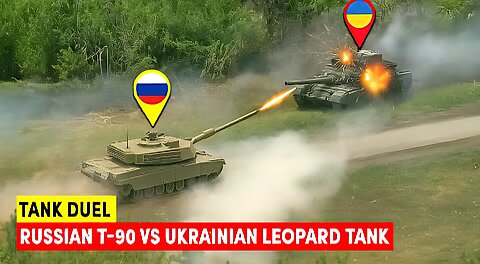 Tank Duel: Russian T-90 vs Ukrainian Leopard Tank—Only One Survives the Encounter!