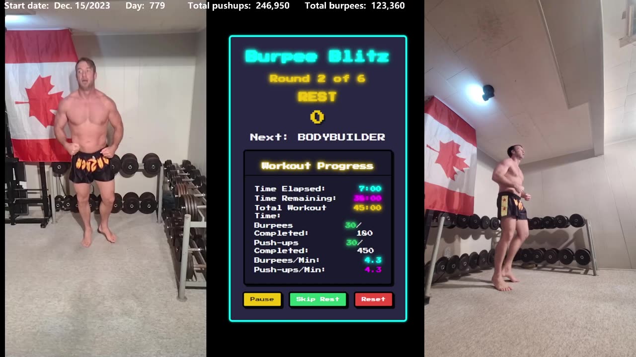 Everyday 450 push ups and 180 Burpees!