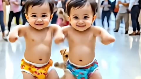 Twin babies dancing 🤩