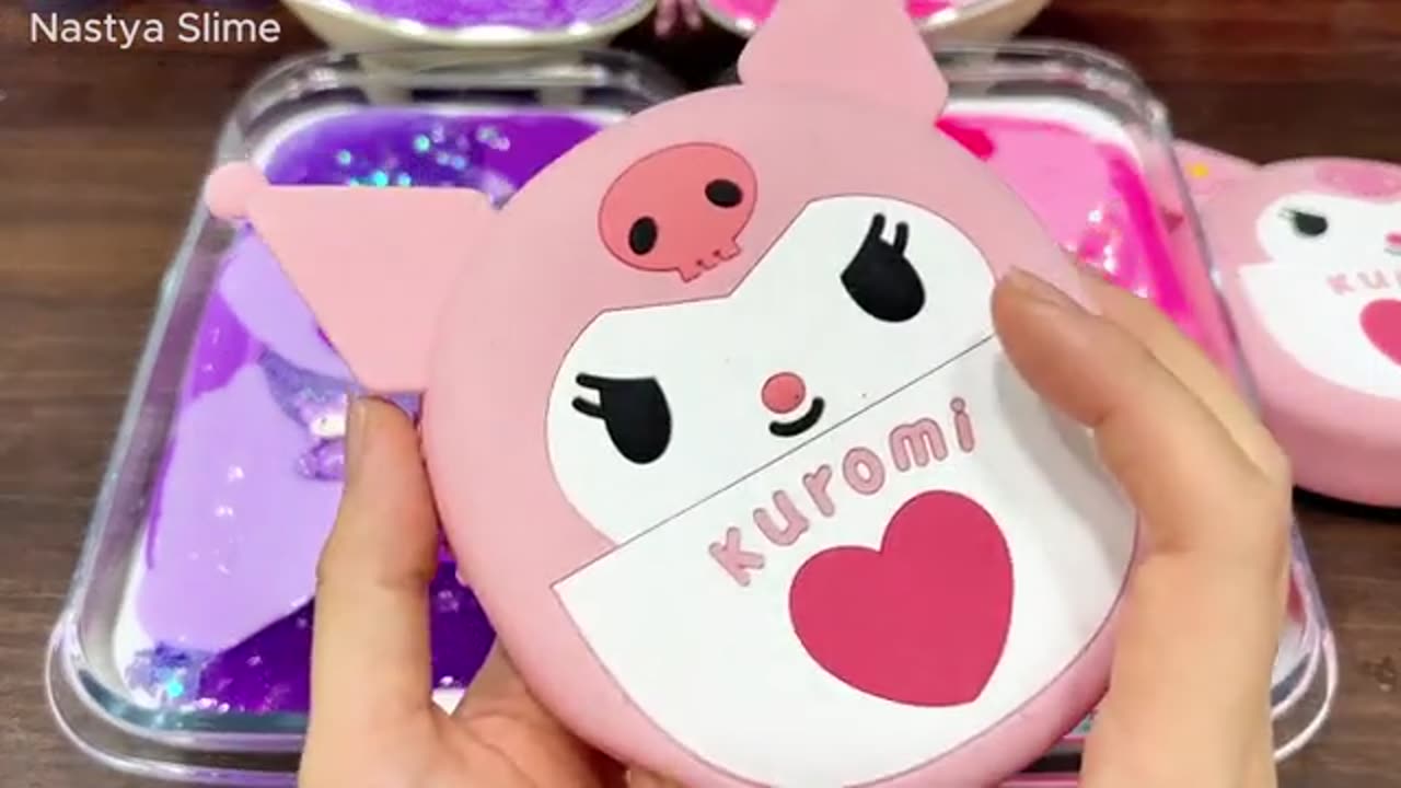 PURPLE vs PINK KUROMI Glossy Slime Mixing - Secret Battle Revealed_part2