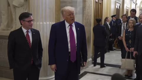 President Donald Trump meets with Congressional GOP members at the Capitol.