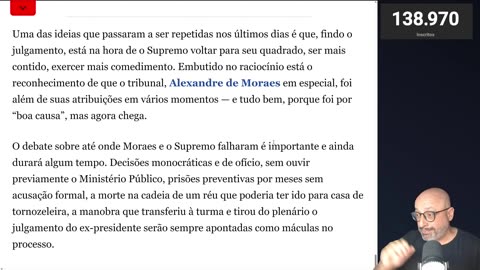 COLUNISTA DO O GLOBO LISTA OS ABUSOS DA DITADURA DA TOGA