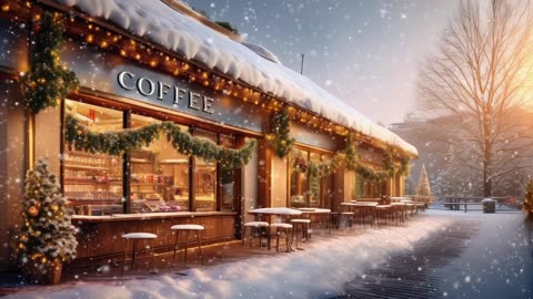 Winter Coffee Shop Jazz - Relaxing Jazz with Cozy Snowfall Atmosphere - Jazz Music for Sleep, Study