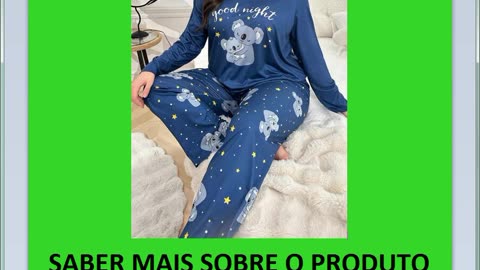 Conjunto de Pijama Plus Size com Estampa Fofa de Coala, Manga Longa
