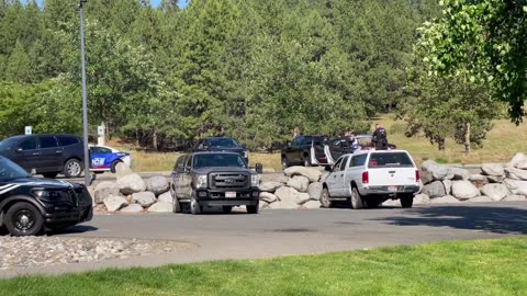 Additional heavy duty law enforcement vehicles have arrived to the scene,