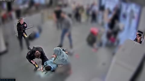 Bodycam footage of alleged assault on police at Manchester Airport shown to jury