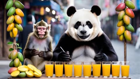 Panda and monkey got tired due to heavy heat
