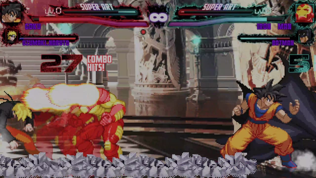 Goku & Naruto VS Iron Man & Batman (Fron) | MUGEN Request!