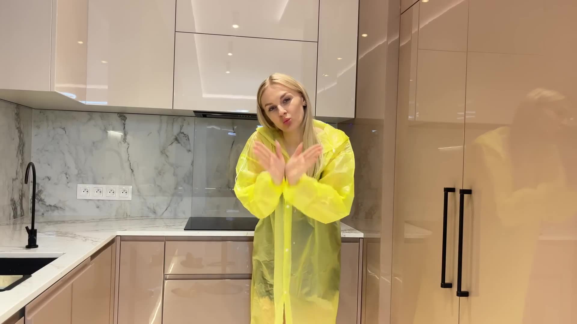 Yellow Raincoat Try-On
