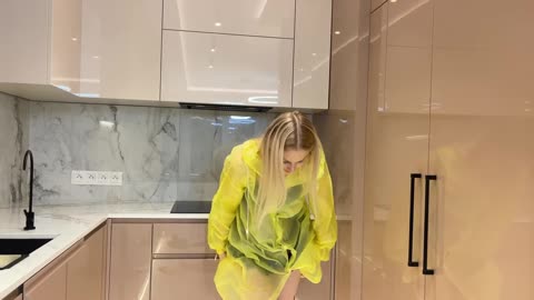 Yellow Raincoat Try-On
