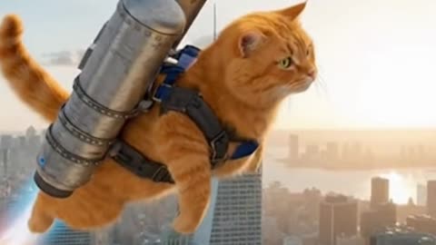 Jetpack Cat Takes Flight! 🐱🚀😂