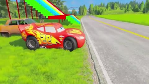 Speedbumps vs Trailer Truck – BeamNG Crash Test