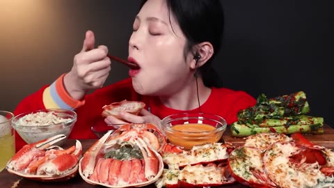 Lobster & Crab Grilled in Butter Mukbang ASMR