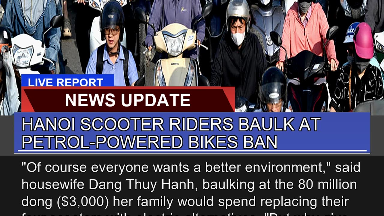 Hanoi Scooter Riders Baulk at Petrolpowered Bikes