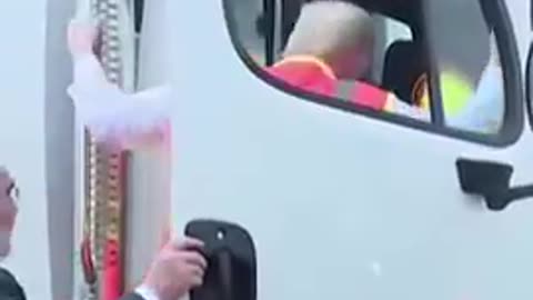 Unstable defective donald trump trips opening the door to a jewish misused trash truck showing BPD