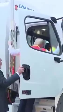 Unstable defective donald trump trips opening the door to a jewish misused trash truck showing BPD