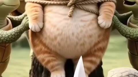 cat kidnap by turtles #cat #funny #turtle